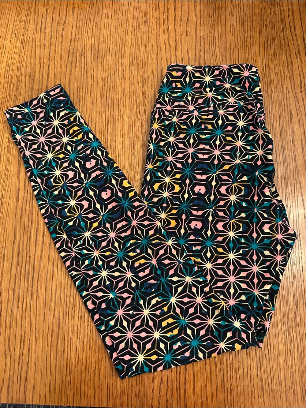 LuLaRoe Geometric Floral Leggings - Black, Pink, Teal, Yellow